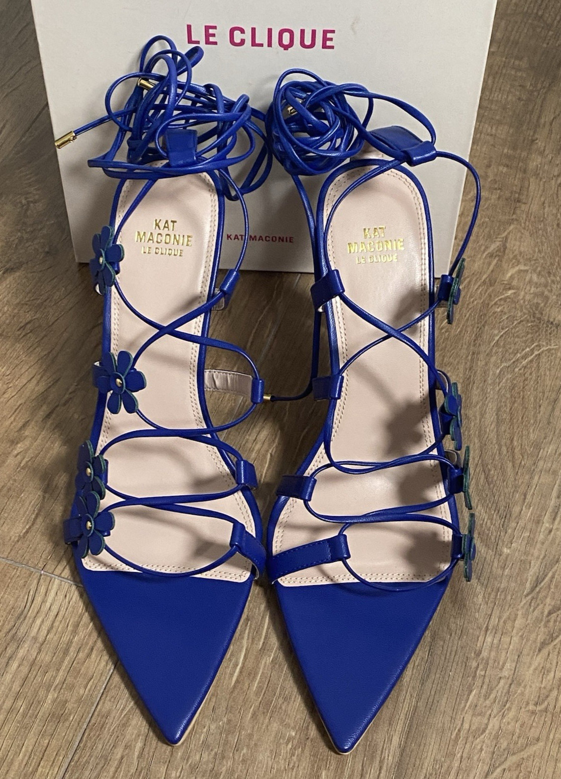 KAT MACONIE Sandals Strappy Faux Leather Heels Blue Le Clique UK5 EU38 NWB Rare
