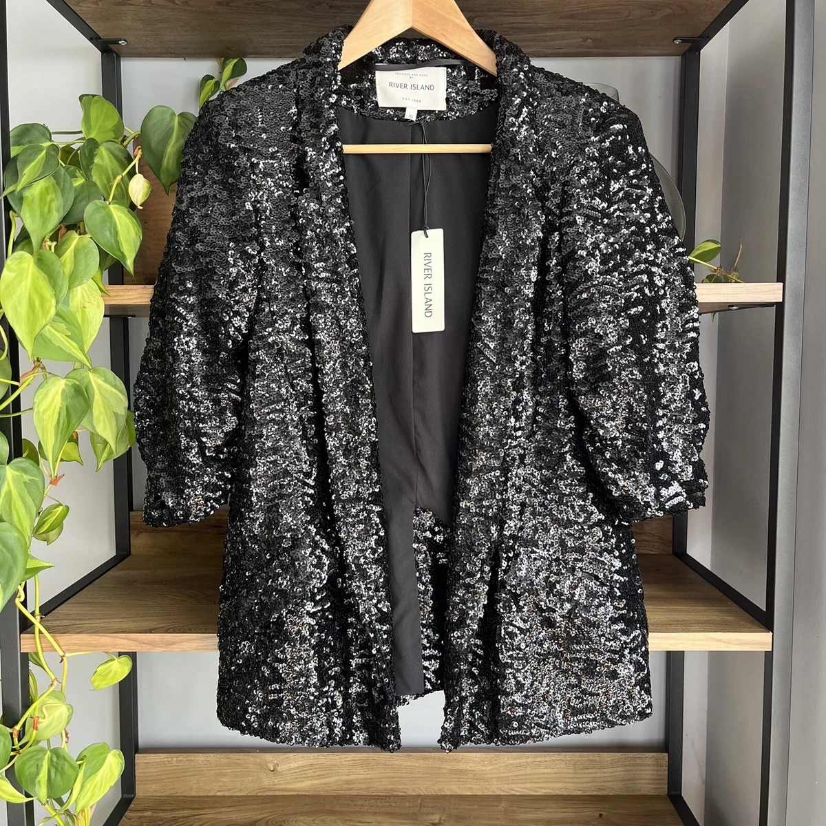 River island shop black sequin jacket
