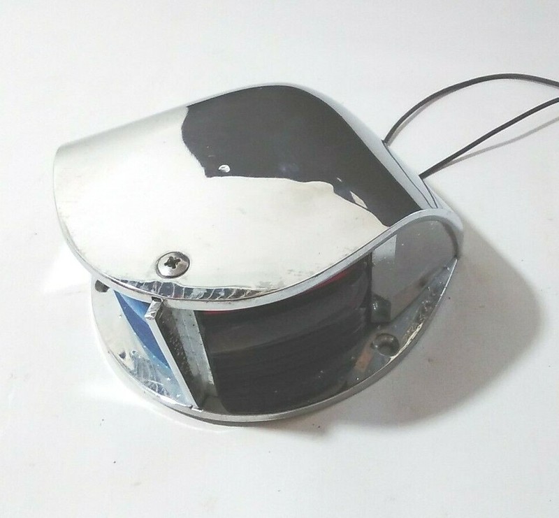 ac 6250-02 Bow Light Red Blue Good Chrome Cast Aluminum  Vintage