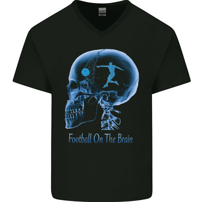 Gildan Herren Football On The Brain Funktions-Print V-Neck Baumwoll-Maglietta