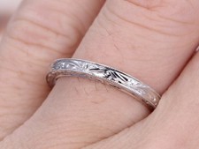 Plain Gold Anniversary Bridal Ring Stackable Band Women 14k White Gold Plated