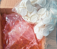 Lot of 140 NOS Empty Plastic RX Medicine Bottles Lids for Crafts, Storage etc.