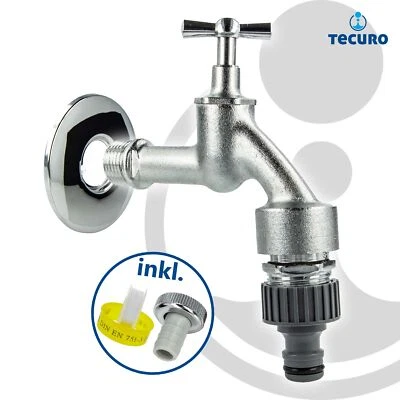 tecuro Auslaufventil mit Rohrbelüfter und Knebeloberteil 1/2 Zoll - Messing matt