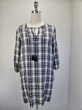 Madewell Womens Shirt Mini Dress XXSmall Plaid Blue Lightweight Pockets