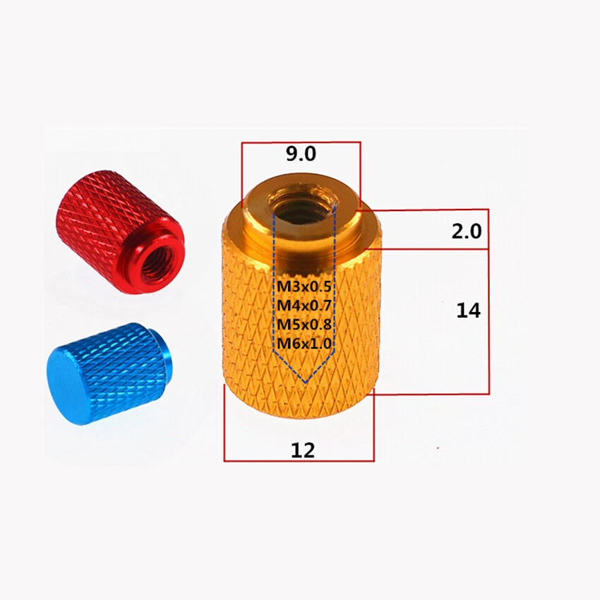 Alu Rändelmutter M3 M4 M5 M6 Farbe Aluminium Blindloch Langmuttern Raendelmutter - Bild 2 von 4