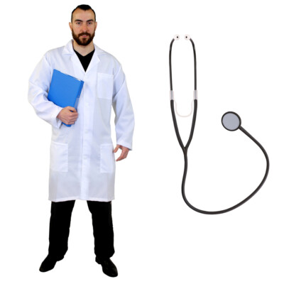 ADULT DOCTOR LAB COAT COSTUME STETHOSCOPE NURSE HOSPITAL - Main Image