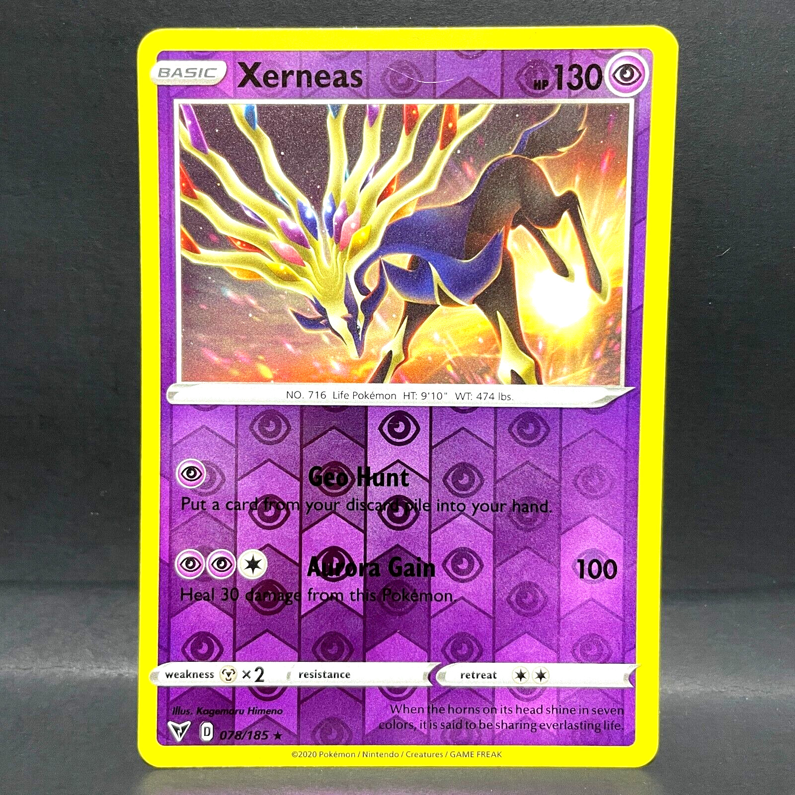 2020 POKEMON VIVID VOLTAGE XERNEAS 078/185 REVERSE HOLO (RARE)