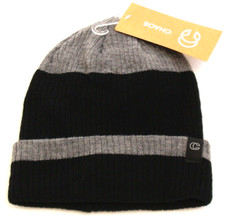 Chaos Black & Gray Knit Cuff Beanie Skull Cap...