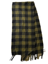 Sonoma Men's Olive Green  Black Buffalo Check Woven Fringe Scarf One Size