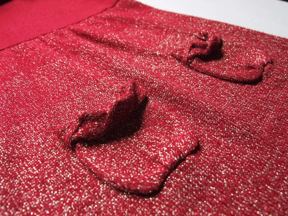 VESTIDO SUÉTER LOCO 8 Tejido Niñas PEQUEÑO 5-6 ROJO Brillante Metálico Vacaciones Elegante Foto 4 de 4