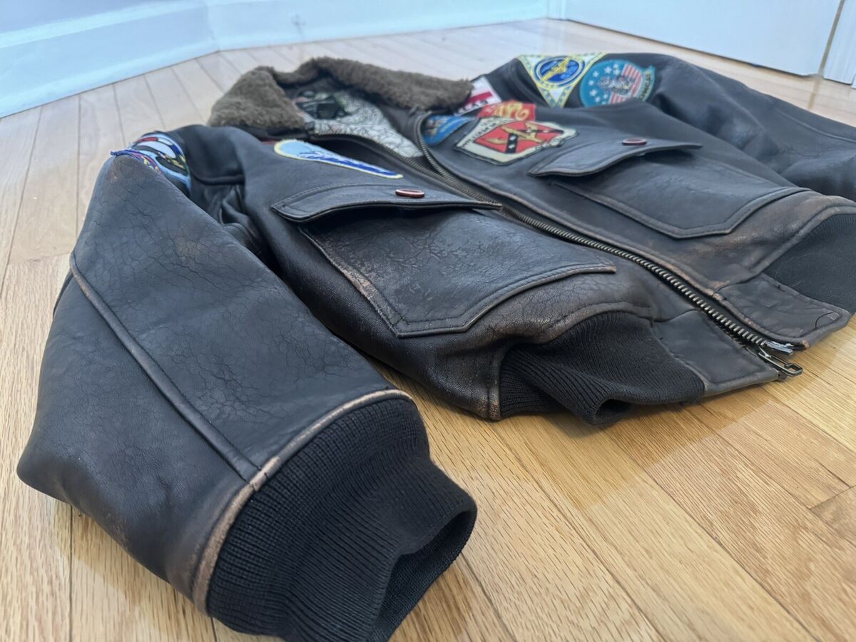 AVIREX Top Gun Style G-1 Bomber Flight Leather Jacket, Brown AVIREX Top Gun Style G-1 Bomber Flight Leather Jacket, Brown
