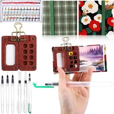 Mini Watercolor Travel Set Pocket Artist Travel Set Portable Palette 8 Grids
