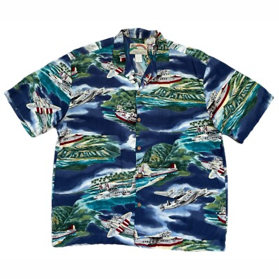 Paradise Found Mens Hawaiian Shirt Large Casual Cruise Vacation Novelty Coastal