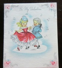 Vtg Used FORGET-ME-NOT Valentine Card FRENCH Revolution COURT ROYALTY DANCING