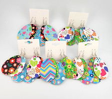 15 Pairs Easter Faux Leather Earrings, Flower Teardrop. Easter Spring pattern.