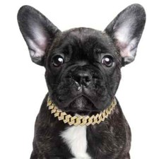 Pet Cat Dog Collar Gold Silver Plated Cuban Chain Cubic Zirconia Iced Necklace