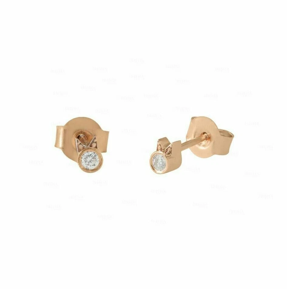 Diamond Cat Stud Earrings 14K Solid Gold Women Earrings Christmas Gift. - Image 3 of 4