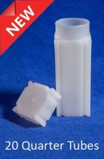 20 Square Coin Safe Tubes For US Quarters 25.5mm New High Quality Lot Free S&h