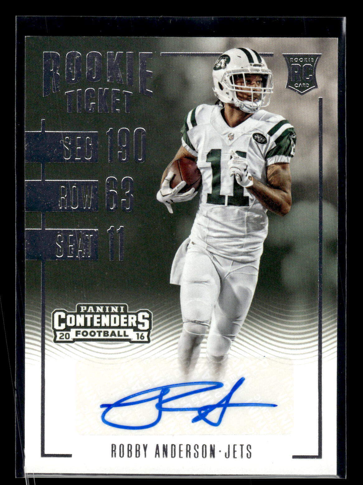 2016 Panini Contenders #259 Robby Anderson Rookie Auto New York Jets Mint+
