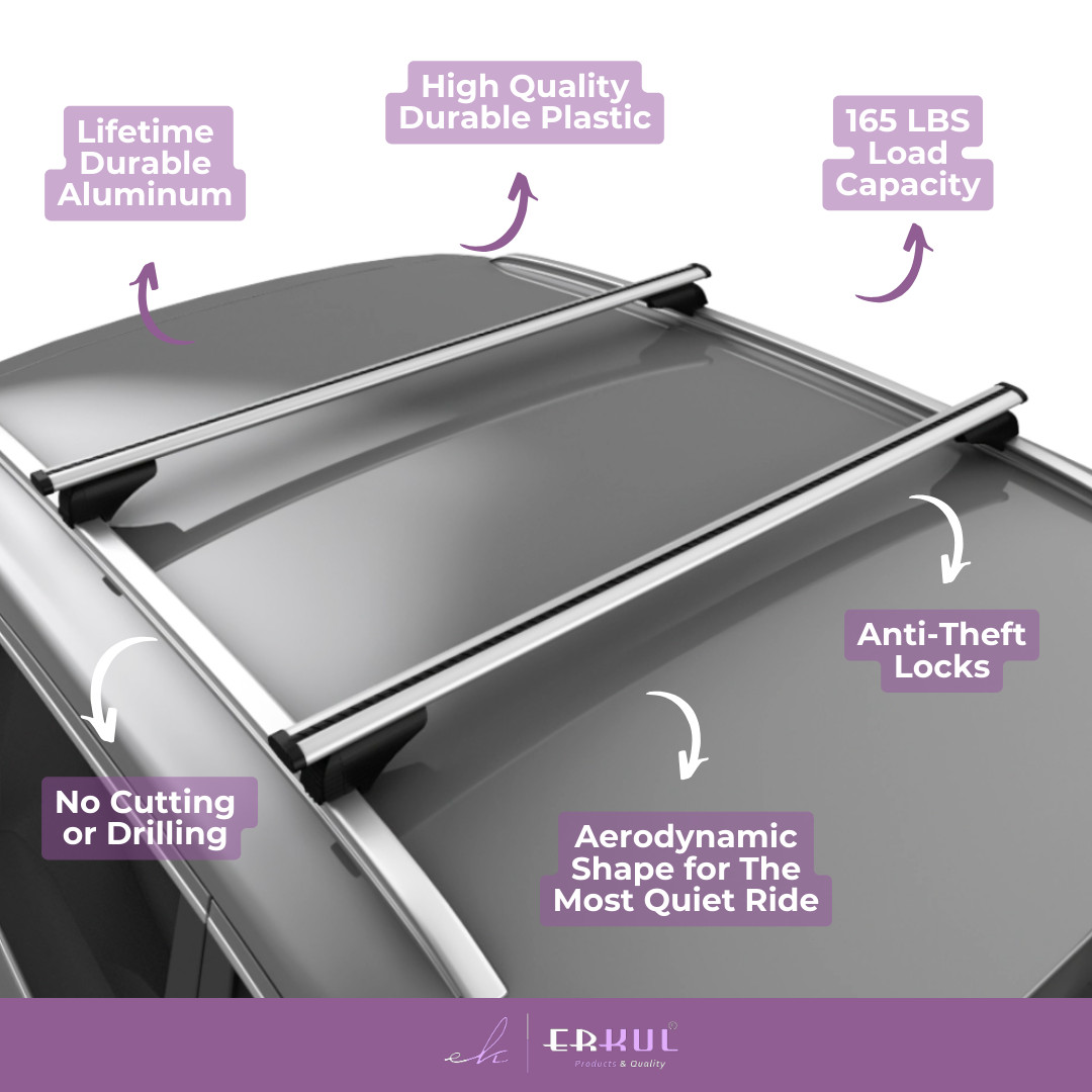 ERKUL Roofrack Cross Bars for Aston Martin DBX 2021-2026 with Flush Rails Silver