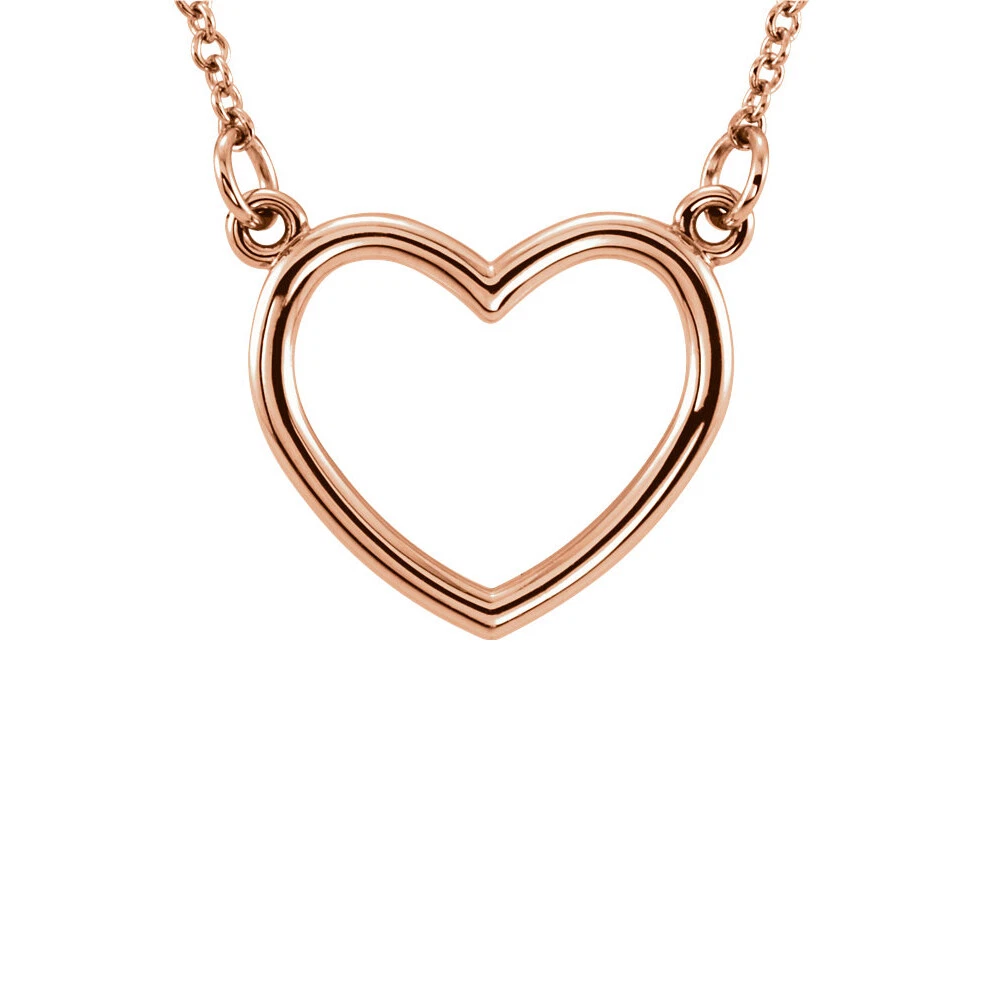14k rose gold heart cheap necklace
