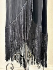 Y2K Rare NWT Nasty Gal black Flapper long fringe Tassel Maxi dress size S