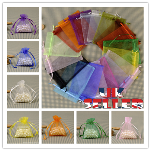 UK 10-100Pcs Organza Gift Bags Wedding Party Favour Xmas Jewellery Candy Pouches - Afbeelding 1 van 15