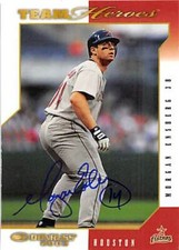 Morgan Ensberg autographed baseball card (Astros) 2003 Donruss Team Heroes #218