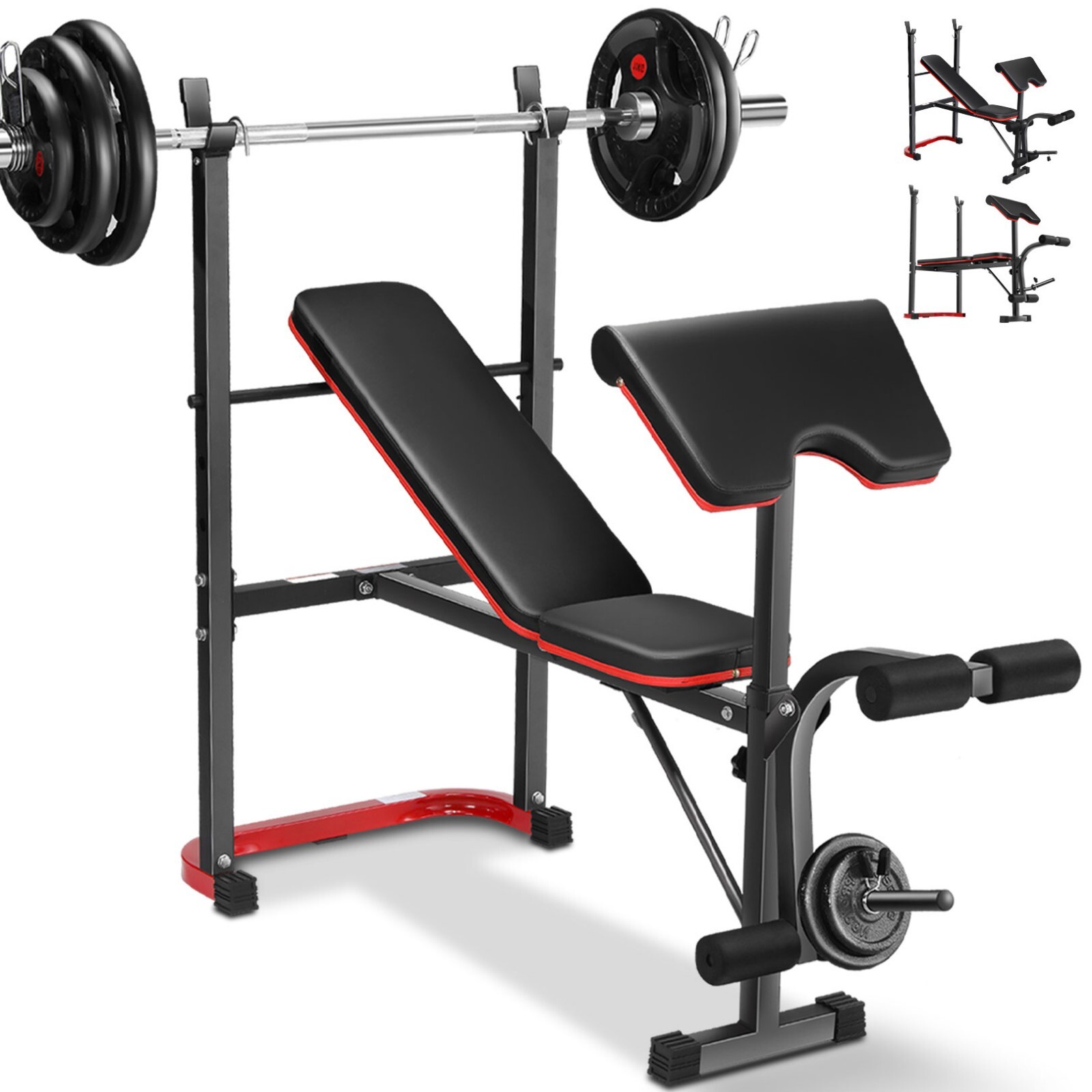 660LBS Adjustable Weight Bench Bench Press with Squat Rack Olympic for Home Gym