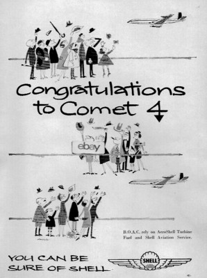 SHELL OIL CO 1958 BOAC DE HAVILLAND COMET JET CONGRATULATIONS AEROSHELL AD