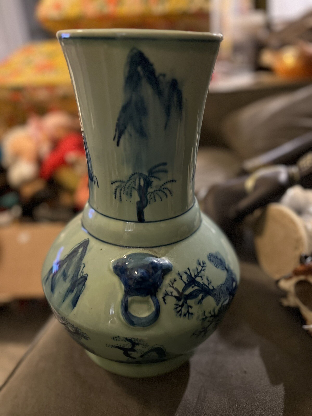 Vintage Chinoiserie Heavy Vase, bluegreen rare find eBay