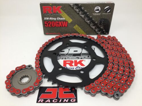 Kit de cadena y piñones de aceleración rápida rojo Kawasaki ZX-10R RK GXW 520 2016-2018 - Imagen 3 de 4