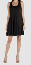 24seven Comfort Apparel Womens Black Sleeveless Flared Skater Dress Plus Size M