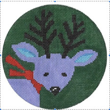 Retro Reindeer Patti Mann HP Needlepoint Canvas Christmas 82 11065