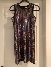 Kids Sleeveless Multi  Gold Sequin Party Dress Holiday Girls Size 12-13 Yrs NWT