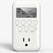 Indoor Digital Timer Outlet, Single Outlet 7 Day Programmable Light Switch, 3 Pr