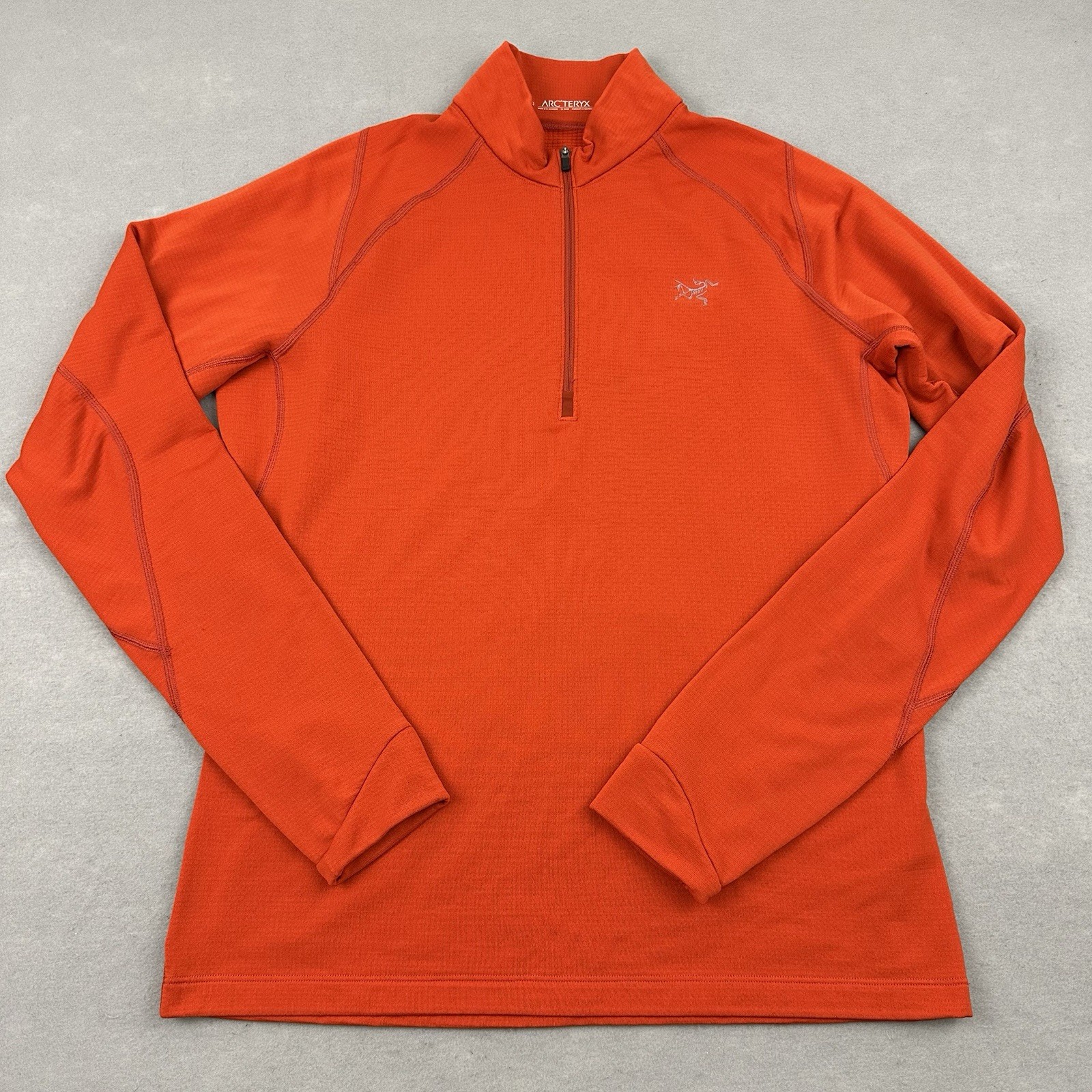 Arc'teryx Maglione Uomo Grande Arancione Tinta Unita 1 4 Zip Pullover Zip Tasca Escursionismo L