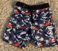 Hurley Boys Board Shorts Swim Trunks Blue Red Shark Fun Vacation Sz 6
