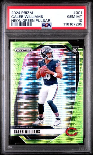 2024 Panini Prizm Caleb Williams #301 Neon Green Pulsar Prizm RC Rookie PSA 10