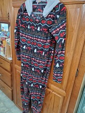1 Piece Fleece Pajama with Hood Size M