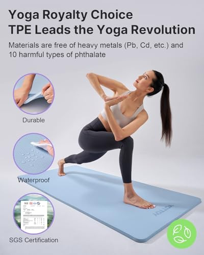 Non-Slip Extra Thick 1/2 Inch Professional TPE Yoga Exercise Mat