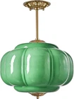 Vintage Milk Glass Ceiling Light Green Semi Flush Mount Ceiling Light 15-Inch