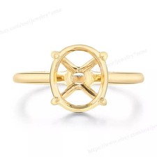 10x8mm Oval Semi Mount Engagement Ring 925 Sterling Silver Solitaire Women Ring