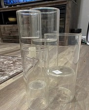 Lot of 4 Clear Glass Cylinder Hurricane / Votives / Decorative Candle Holders
