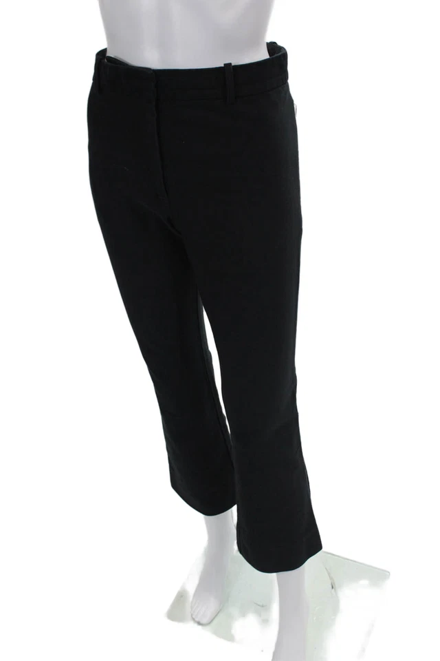 10 Pantalones Crosby Derek Lam Mujer Tiro Alto Pierna Recta Negro Algodón Talla 8 Foto 2 de 4