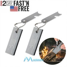 2 Waterproof Magnesium Flint Fire Starter - Survival Firesteel Blocks w/ Striker