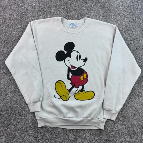 Vintage 80s Mickey Mouse Sweatshirt Mens XL White Walt Disney Crewneck - Image 1