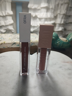Maybelline Lifter Gloss + Hyaluronic Acid Stone + Ofra Canyon Liquid Lipstick