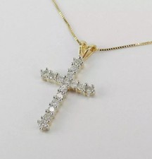 2CT Lab Created Diamond Cross Pendant Necklace 14K Yellow Gold Plated Free Chain