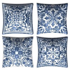 Boho Throw Pillow Covers Set of 4 - Vintage Square Linen Decorative Pillow Ca...